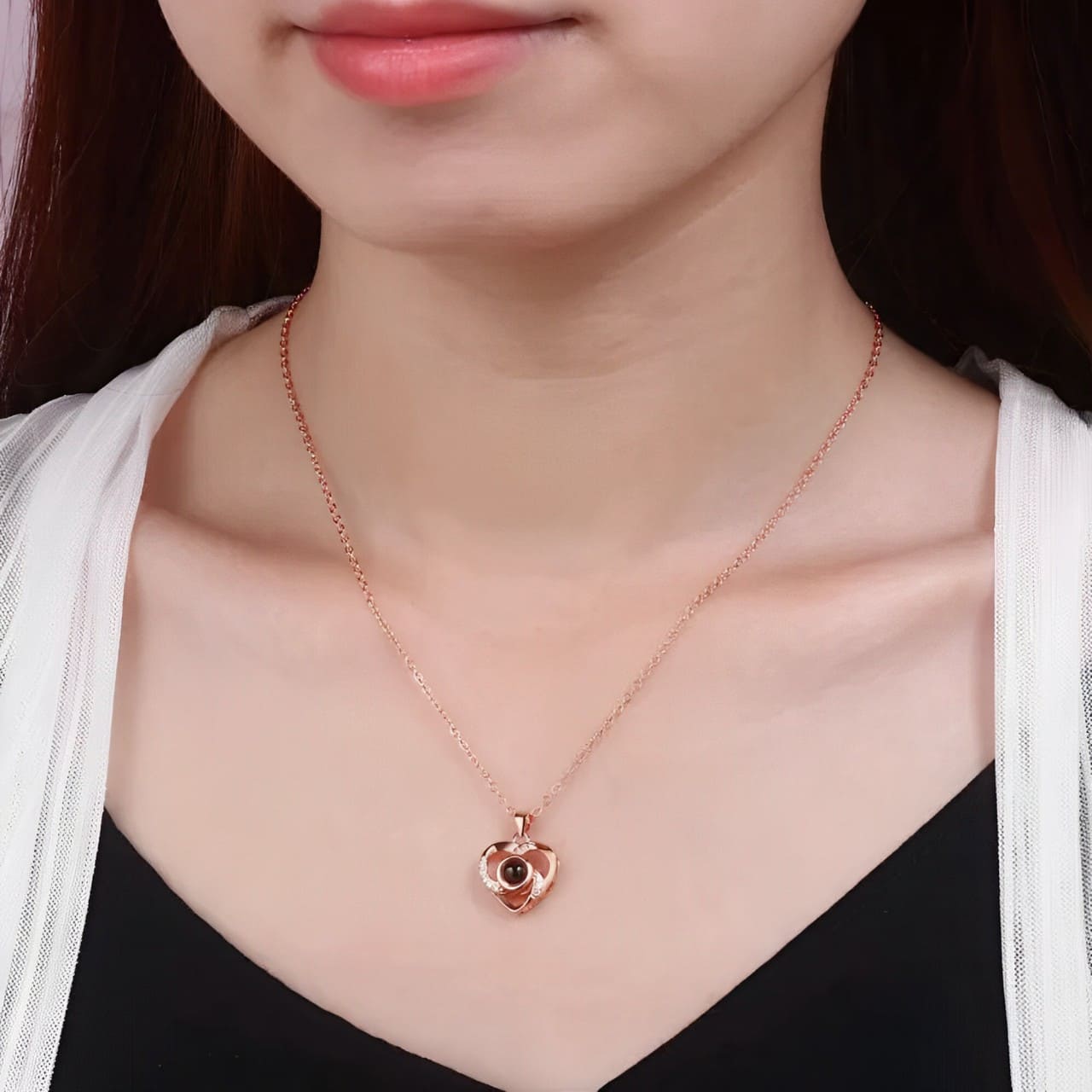 Caja de Rosa Eterna | Collar "Te Amo" en 100 Idiomas