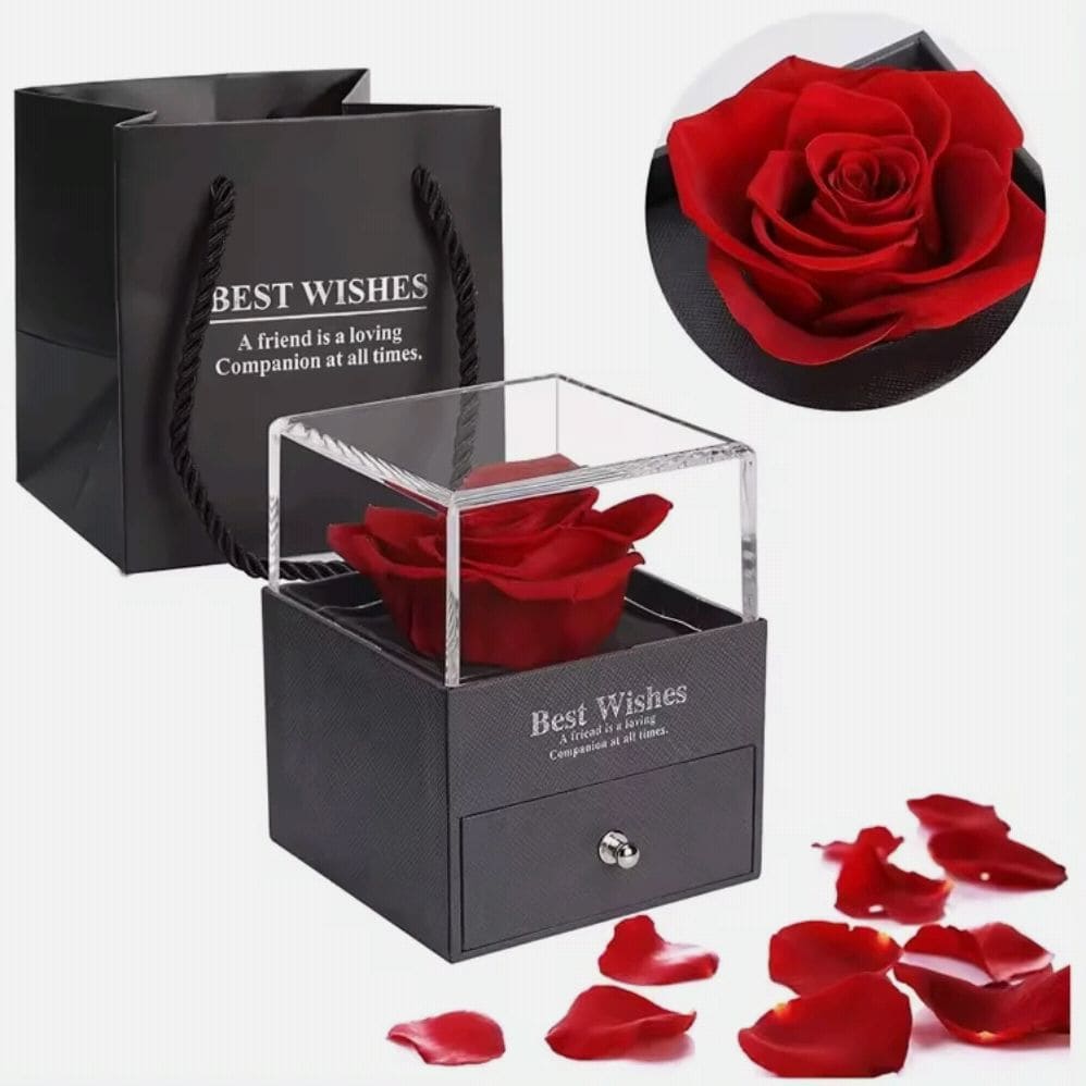 Caja de Rosa Eterna | Collar "Te Amo" en 100 Idiomas