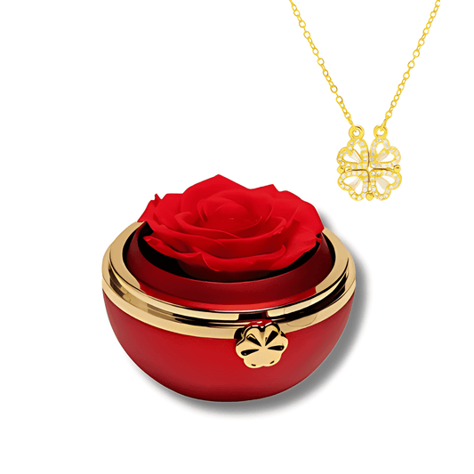 Caja Rosa Eterna | Collar Trébol