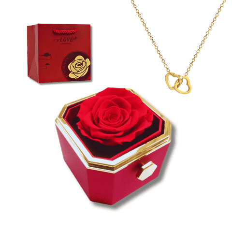 Collar Corazones Unidos | Rosa Eterna Preservada