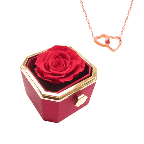 Collar Corazones Unidos | Rosa Eterna Preservada
